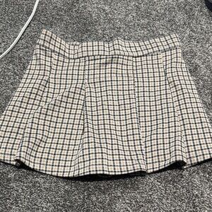 Plaid Women's Skirt - Cream and Black